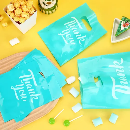 Miniatura 4 de Jeyiour 300 bolsas de mercancía de agradecimiento de 3 tamaños, bolsas de compras para negocios con asas, regalo de agradecimiento, bolsas de Azul