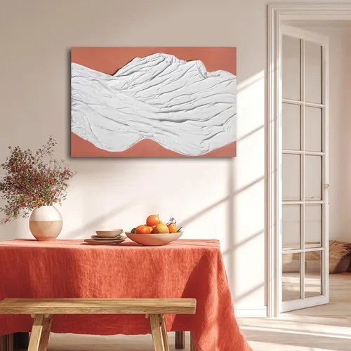 Miniatura 18 de SHEYOYE Lienzo abstracto de montaña gris azul y gris pardo con colinas verde oliva, 32 x 71 pulgadas, decoración de paisaje con textura grande