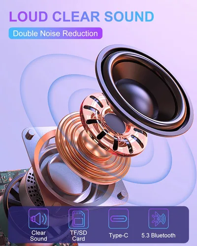 Miniatura 5 de Mini máquina de karaoke para fiestas de juguete para niños, altavoz portátil de juguete de karaoke LED con 2 micrófonos inalámbricos para niñas