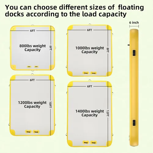 Miniatura 2 de Plataforma flotante inflable de 6 pies/8 pies/10 pies/12 pies, almohadilla de agua inflable para adultos, tapete flotante de aire para múltiples