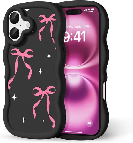 Miniatura 276 de Compatible con iPhone SE/8/7 Funda para Mujeres y Niñas, Marco Ondulado Rizado con Patrón Lindo, Estética Delgada Suave Silicona TPU Parachoques