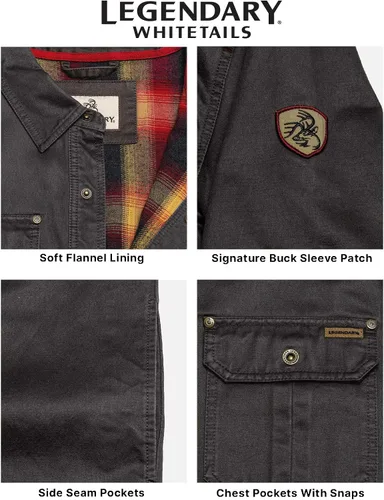 Miniatura 6 de Legendary Whitetails Chaqueta de camisa de franela con forro para hombre, de algodón encerado resistente al agua