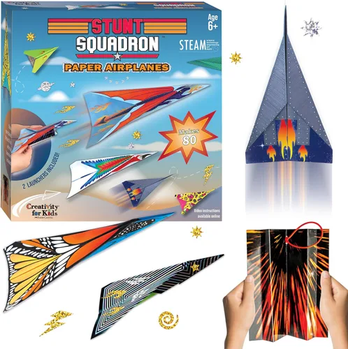 Creativity for Kids Escuadrón Acrobático Plegable y Lanzamiento de Aviones de Papel: Crea 80 Aviones de Papel, Kit Científico STEM para Niños, Kit