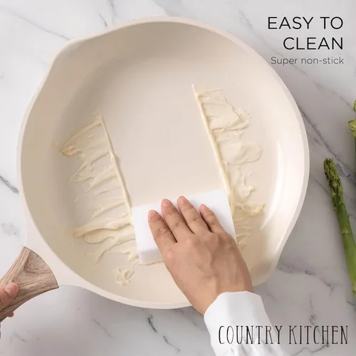 Miniatura 7 de Country Kitchen Juego de ollas y sartenes antiadherentes, juego de utensilios de cocina de aluminio fundido con utensilios, juego de cocina