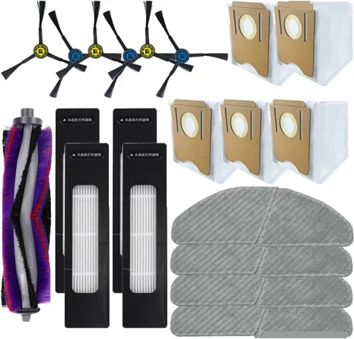 Robotic Vacuum Cleaner Parts,Mop Cloth Rags Hepa Filter Main Roller Brush Side Brush Accessories Replacement,Compatible for Midea S8 S8+ (Color :