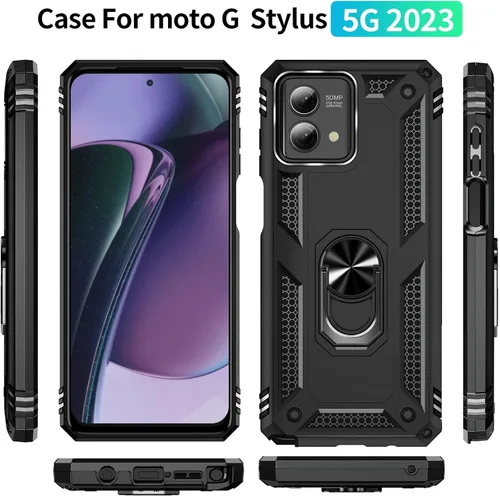 Miniatura 4 de Yiakeng Funda para Moto G Stylus 5G 2023, Motorola G Stylus 5G 2023 con protector de pantalla HD, fundas protectoras de grado militar con anillo
