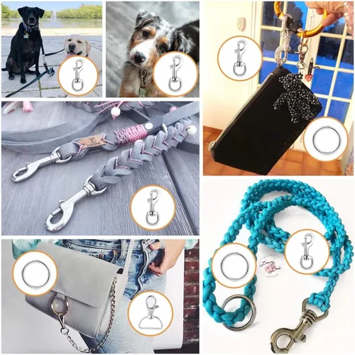 Miniatura 7 de 20 ganchos giratorios de metal resistente con cierre de ojo cuadrado, clip de gatillo multiusos, lo mejor para hebilla de mascotas de primavera, 20
