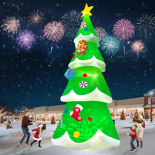 Miniatura 7 de Kalolary Árbol de Navidad inflable de 20 pies con luz LED, inflable gigante para exteriores, decoración al aire libre para fiestas, patio, césped