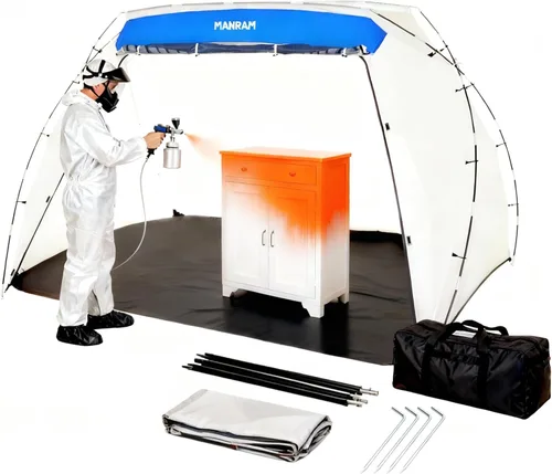 Tienda de pintura portátil, cabina de pintura grande con piso integrado, pantalla de malla, ganchos resistentes al viento y bolsa de almacenamiento,