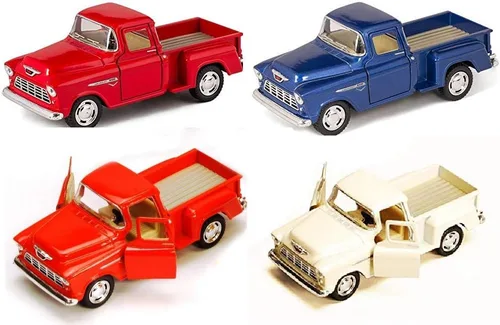 Miniatura 2 de Juego de 4 modelos escala de camioneta Chevy Stepside, escala 1/32, autos de acción de retroceso 4set