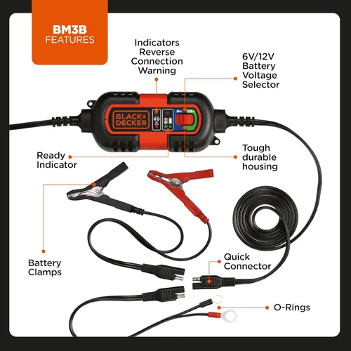 Miniatura 3 de Black+Decker BM3B Cargador/Mantenedor de batería de 6 V y 12 V