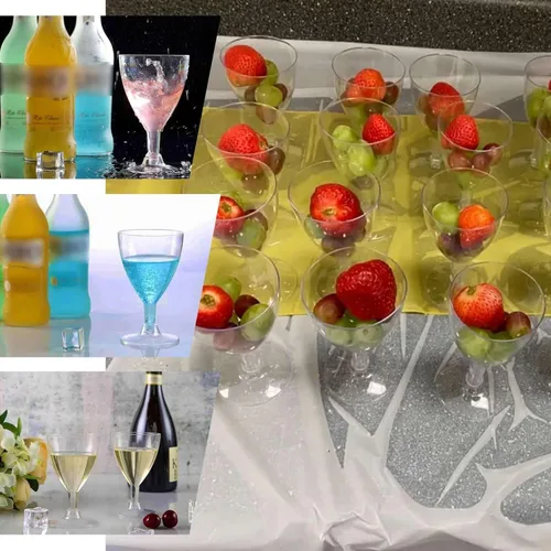 Miniatura 5 de Efavormart - Paquete de 12 copas de vino de plástico transparente de 6 onzas con tallo hueco; elegantes copas desechables de dos piezas con base