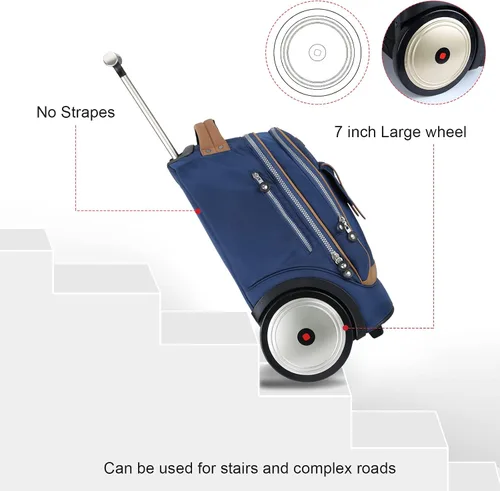 Miniatura 2 de Bolsa con ruedas para laptop de 14 pulgadas, bolsa con ruedas, mochila con ruedas, bolsa de computadora con ruedas de 20 pulgadas (azul)