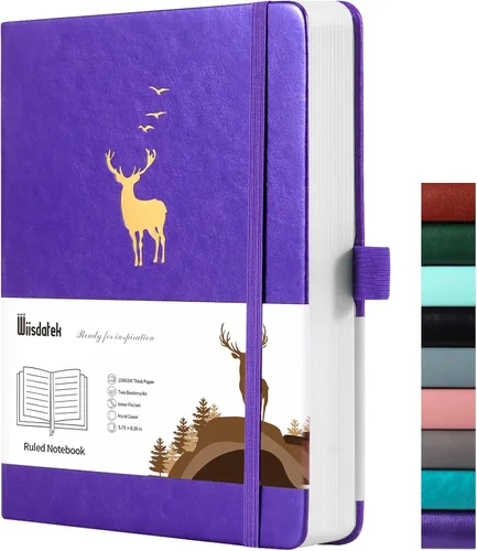 Miniatura 15 de Cuaderno rayado A5 - 312 páginas numeradas, diarios de cuero para escribir, contenido de 3 páginas de índice, papel grueso de 100 g/m², tapa dura