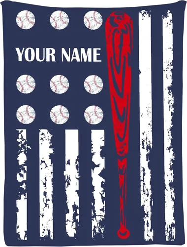Miniatura 13 de Manta personalizada de béisbol para sofá, manta personalizada con nombre, manta ligera de felpa mullida de 60 x 50 pulgadas, para adolescentes