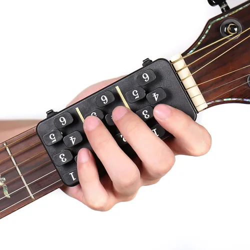 Miniatura 9 de Entrenador de acordes de guitarra con 18 botones, herramienta de aprendizaje de guitarra para personas cuyos dedos duelen por cuerdas de guitarra
