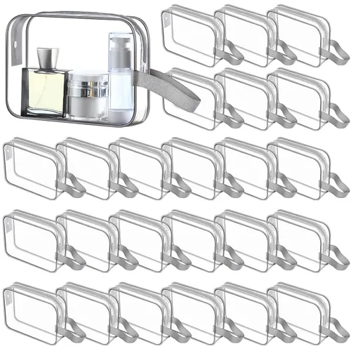 Miniatura 9 de Silkfly Clear Toiletry Bag PVC Travel Cosmetic Bag with Handle Strap Makeup Pouch with Zipper Summer Vacation Salon Graduation Gift End of the Year