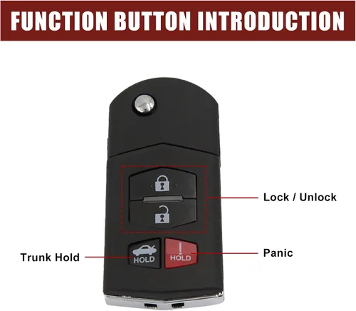 Miniatura 3 de uxcell Nuevo Smart Remote Flip Key Fob Shell Case 4 Botón para Mazda 3 5 RX-8 CX-7 CX-9 2007-2010