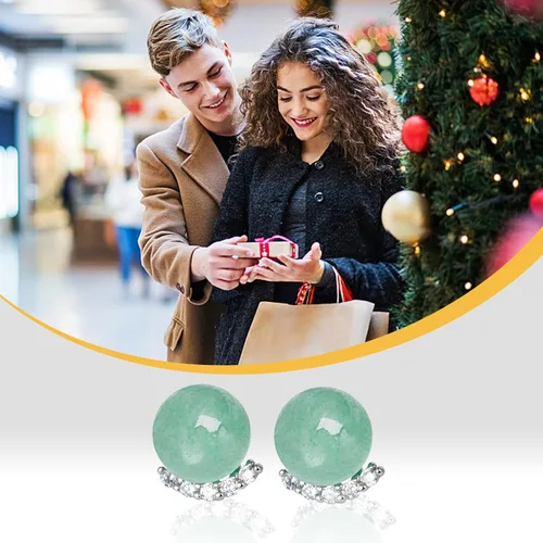 Miniatura 115 de Jade Earrings Studs,Green Jade Earrings for Women,925 Sterling Silver Earrings Studs for Sensitive Ears,Handmade Jade Earrings for Birthday
