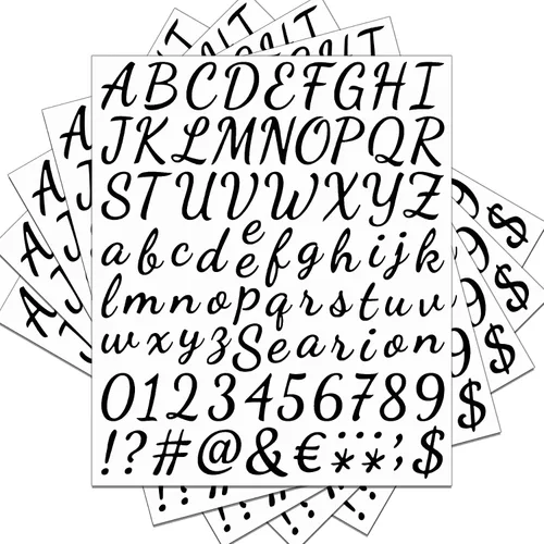 10 hojas de 840 piezas de vinilo negro autoadhesivas de letras del alfabeto, calcomanías de letras de números para buzón al aire libre, letras negro