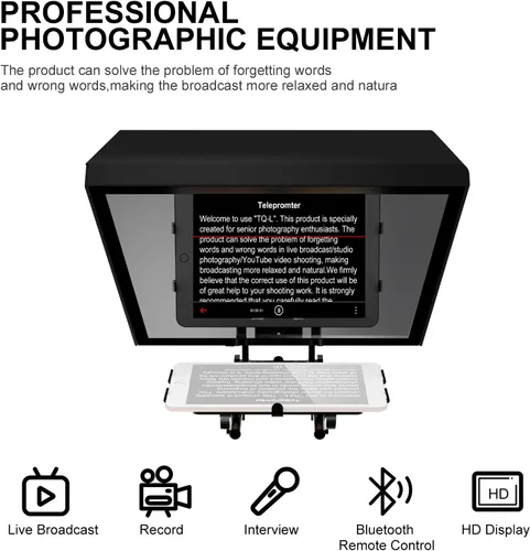 Miniatura 6 de GVM Teleprompters para iPad Tablet DSLR Cámara portátil de 18 pulgadas con control remoto y aplicación, construcciones de aluminio sólido