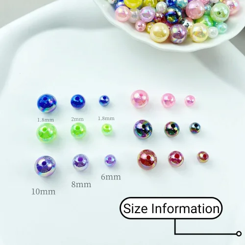 Miniatura 4 de Jmassyang 200 cuentas de perlas brillantes de 0.394 pulgadas (0.394 in), color AB, redondas, de plástico, acrílico, espaciador, manualidades