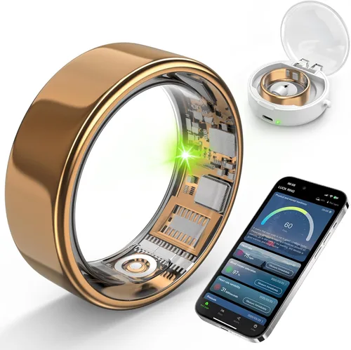 Anillo inteligente con monitoreo del sueño, contador de pasos, frecuencia cardíaca, oxígeno en sangre para iOS y Android, sin cuota de suscripción,