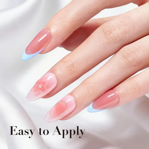 Miniatura 2 de AZUREBEAUTY Juego de esmaltes de uñas rosa nude (4 colores + capa superior), aspecto natural de gelatina lechosa, secado rápido, no necesita