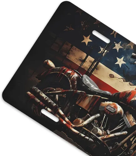 Miniatura 4 de Placa de matrícula de motocicleta oxidada con pintura, bandera americana vintage, placa de aluminio para auto de 6 x 12 pulgadas, cubierta de placa