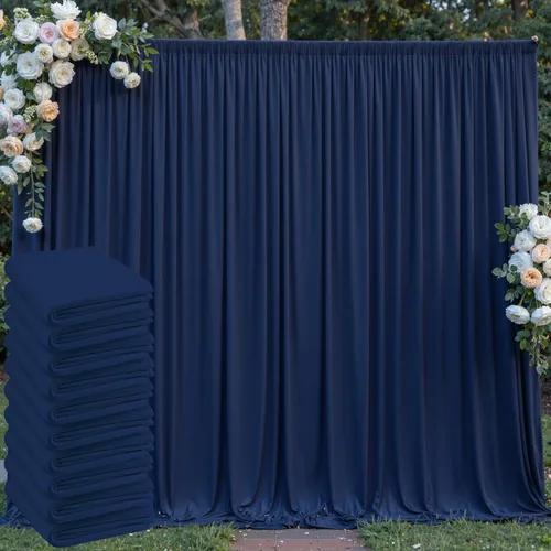Miniatura 84 de Cortinas de telón de fondo blanco de 30 pies x 8 pies para fiestas de boda, 6 paneles de 5 pies x 8 pies, cortinas de fotografía de poliéster sin