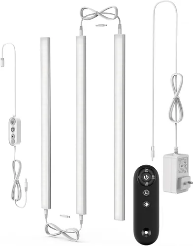 Miniatura 13 de ASOKO Iluminación LED regulable para debajo del armario para cocina, 6 barras de luz LED de 12 pulgadas, luz LED de armario blanca de 4000 K, 12 V