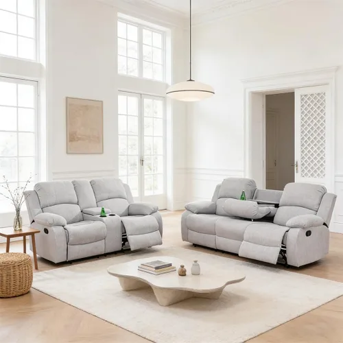 Miniatura 13 de Juego de sofá reclinable manual, juego de sofá reclinable de microfibra, juego de muebles modernos para sala de estar, sofá reclinable para sala