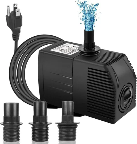 Miniatura 11 de BARST Bomba de fuente de 200 GPH, pequeña bomba sumergible (800 L/H, 12 W), ultra silenciosa con cable de alimentación de 6 pies y 3 boquillas