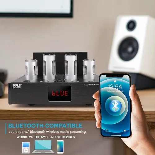 Miniatura 5 de Pyle Receptor Amplificador Bluetooth de Tubo - 500W Amplificador de Potencia de Tubo al Vacío Hi-Fi para Teatro en Casa Audio de Escritorio Estéreo