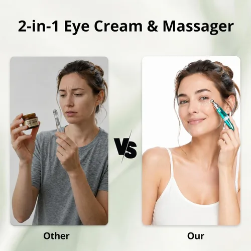 Miniatura 5 de PORCOPE Crema de ojos para ojeras e hinchazón, cabezal de masaje eléctrico, crema de ojos antienvejecimiento para bolsas de ojos, arrugas y líneas