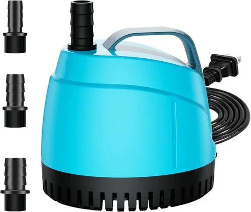 Bomba de agua sumergible de 210 GPH ultra silenciosa (780L/H, 15 W), bomba de acuario de succión inferior con 2 boquillas, elevación de 5.6 pies,
