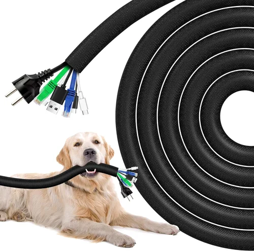 AGPTEK Funda de cable, telar de alambre automotriz, resistente al calor, cubierta de protección de cable de tubo de manga dividida trenzada para