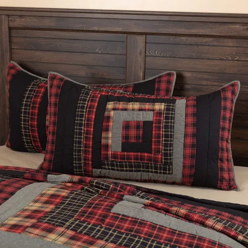 Miniatura 9 de VHC Brands Rustic & Lodge Cumberland - Accesorio de ropa de cama acolchado, funda europea, 26 x 26 pulgadas, color rojo chile