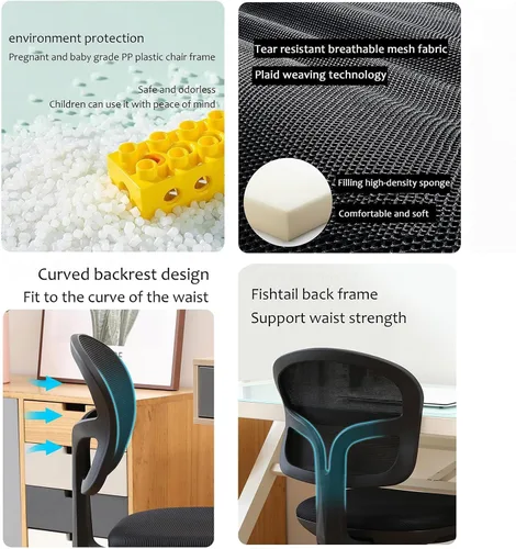 Miniatura 4 de Office Desk Computer Gaming Ergonomic Chair with Lumbar Back Support Adjustable Height Swivel Wheels Flip-up Arms Mesh Chair for Home Office
