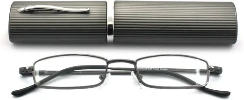 Miniatura 15 de Gafas de lectura de tubo ligero y compacto ultra delgado con estuche de aluminio de clip portátil