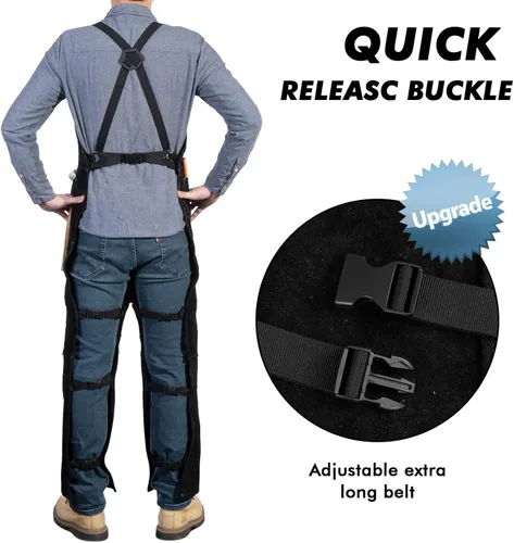 Miniatura 3 de Delantal de soldadura de cuero con pierna dividida para hombres y mujeres, pantalones de soldadura de cuero de vaca resistente, delantal de forja