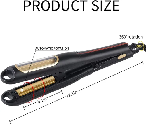 Miniatura 4 de Hann Plancha para prensar cabello automático, rizador de peinado esponjoso voluminizador, rizador de corrugado, antiestático, temperatura ajustable