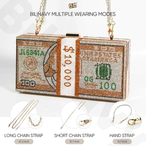 Miniatura 3 de Monederos de mano para mujer monederos de mano de cristal con dinero en efectivo