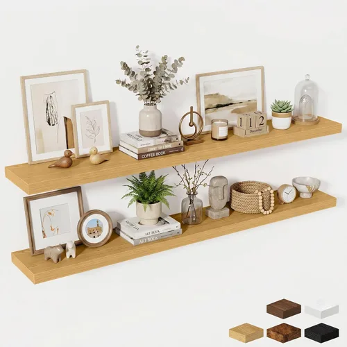 Miniatura 111 de Estantes flotantes de 48 pulgadas para pared, estante de chimenea de 10 pulgadas de profundidad, estantes flotantes de madera para pared, estantes