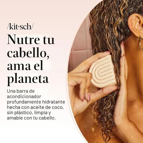Miniatura 8 de Barra de acondicionador de hidratación profunda de aceite de coco Kitsch - Acondicionador ecológico sin botella. Nutre y restaura el cabello seco