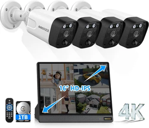 Miniatura 12 de Sistema de cámara de seguridad 4K PoE con monitor de 10.2 pulgadas, NVR de 8 canales HDD de 1 TB y 4 cámaras de doble lente, seguimiento automático