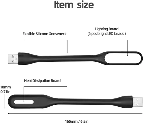 Miniatura 5 de lámpara LED USB para banco de energía (10 piezas) lámpara de cuidado ocular portátil mini con brazo flexible, lámparas de lectura USB de cuello