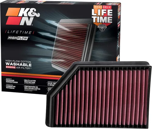 K&N Filtro de Aire del Motor Original de Alto Flujo de por Vida: Aumenta la Potencia: Premium, Lavable: Compatible con Chevrolet/GMC 2020-2025: