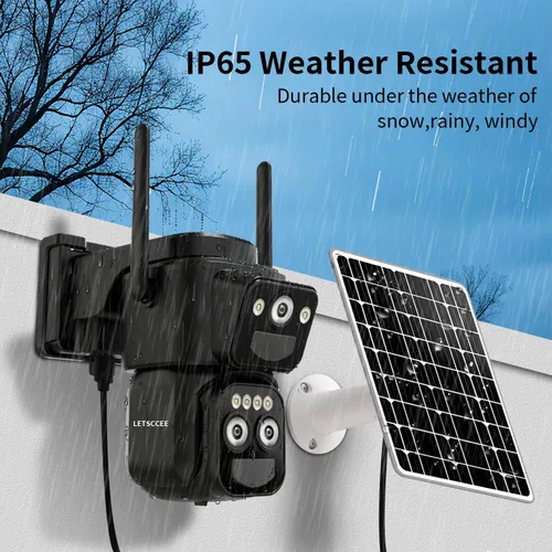 Miniatura 9 de LETSCEE Cámaras de seguridad inalámbricas para exteriores alimentadas por energía solar para seguridad del hogar, cámara exterior de visión de 360°