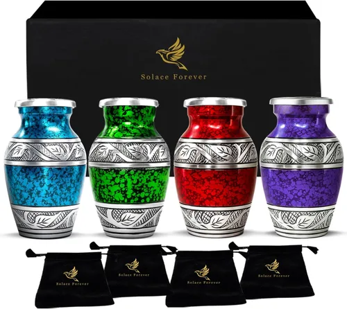 Mini urnas para cenizas humanas, juego de 4 urnas de recuerdo para hombres y mujeres, elegantes urnas pequeñas conmemorativas para cenizas de